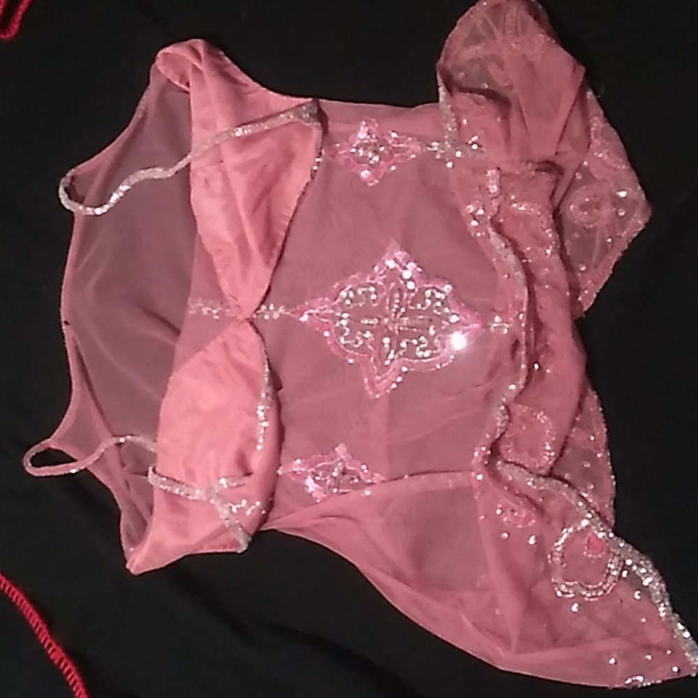 Pink rose colored night gown. w/o label. Sequence and sheer sensual appeal. - Picture 4 of 5